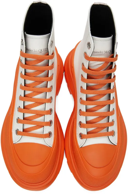 Alexander McQueen SSENSE Exclusive White & Orange Tread Slick High 9350 WHI/ORA./BLK/SI (627206WHYK3)