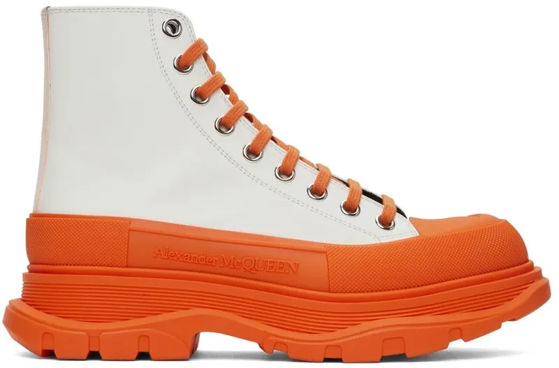 Alexander McQueen SSENSE Exclusive White & Orange Tread Slick High 9350 WHI/ORA./BLK/SI (627206WHYK3)