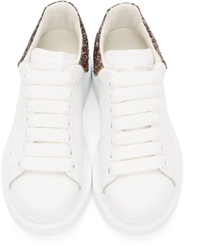 Alexander McQueen SSENSE Exclusive White & Pink Glitter Oversized 9089 WhBlS (558945WHNBK)