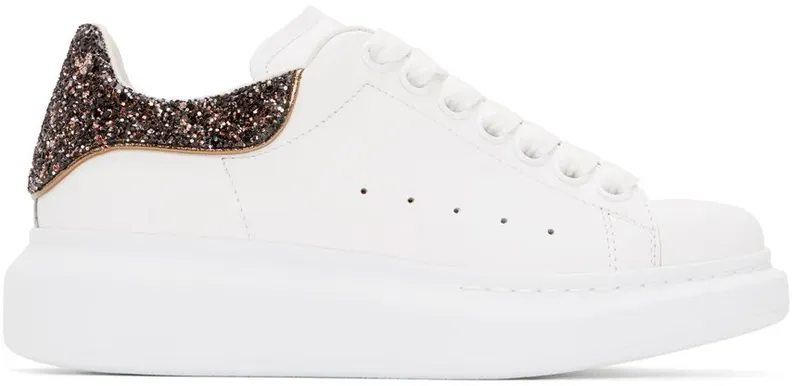Alexander McQueen SSENSE Exclusive White & Pink Glitter Oversized 9089 WhBlS (558945WHNBK)