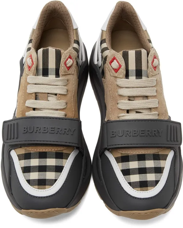 Burberry Tan & Grey Ramsey Sneaker Grey/Archive Beige (8032371)