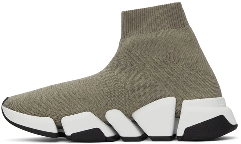 Balenciaga Taupe & White Speed 2.0 9891 Dark Beige/Whi (617196 W2DB2)