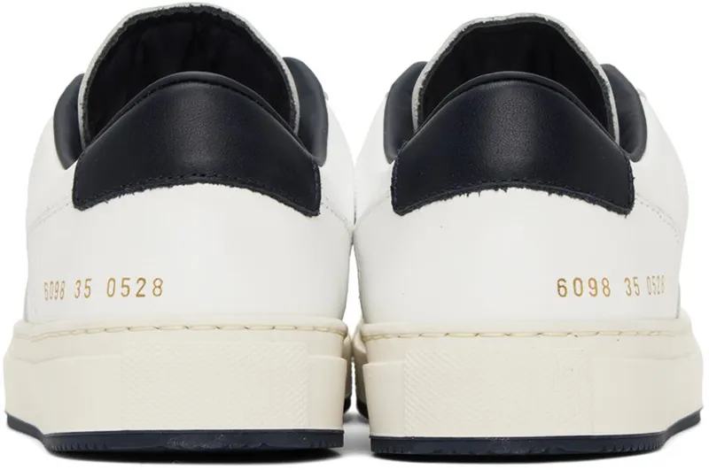 Common Projects White & Navy Decades Sneaker 0528 White/ Navy (6098)