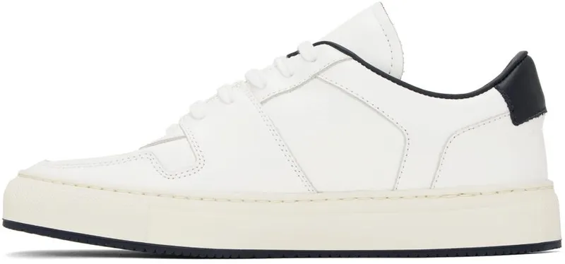 Common Projects White & Navy Decades Sneaker 0528 White/ Navy (6098)