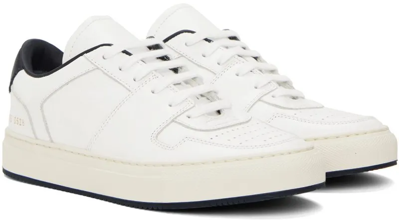 Common Projects White & Navy Decades Sneaker 0528 White/ Navy (6098)