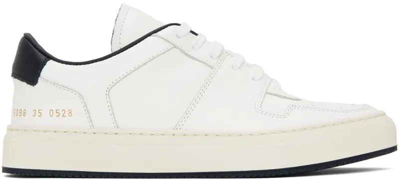 Common Projects White & Navy Decades Sneaker 0528 White/ Navy (6098)