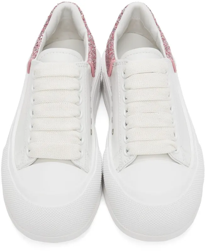 Alexander McQueen White & Pink Deck Lace-Up Plimsoll 9477 Op.Whi/Ro.Gl./P (676686WIABJ)
