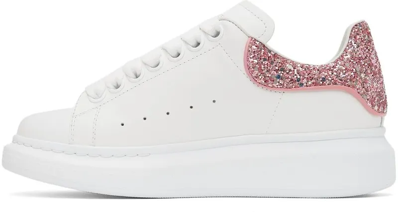 Alexander McQueen White & Pink Glitter Oversized 9477 Whi/Rose Gli./P (558945WIAFF)