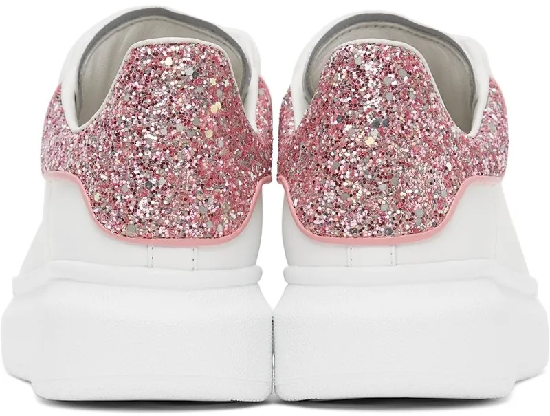 Alexander McQueen White & Pink Glitter Oversized 9477 Whi/Rose Gli./P (558945WIAFF)