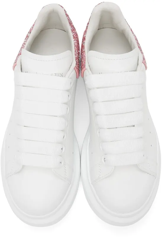 Alexander McQueen White & Pink Glitter Oversized 9477 Whi/Rose Gli./P (558945WIAFF)
