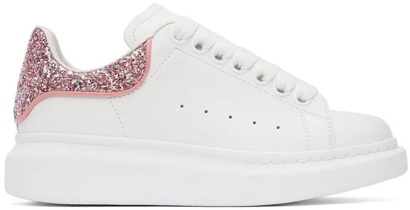 Alexander McQueen White & Pink Glitter Oversized 9477 Whi/Rose Gli./P (558945WIAFF)