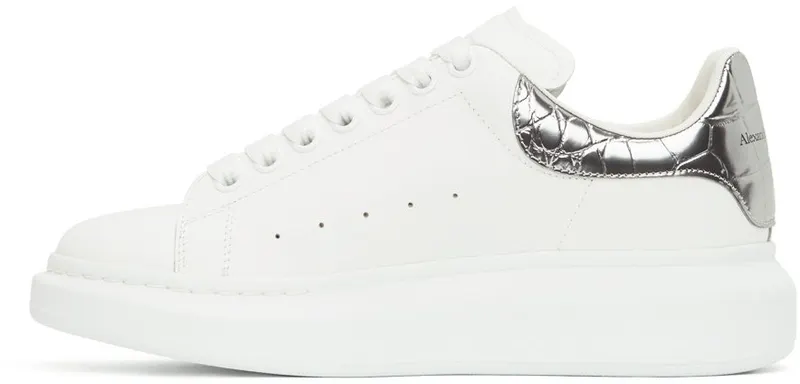 Alexander McQueen White & Silver Croc Oversized 9071 WHITE/ (625162WHYBQ)