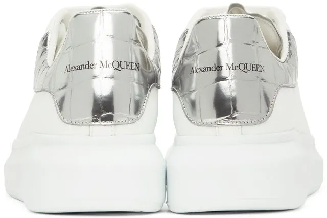 Alexander McQueen White & Silver Croc Oversized 9071 WHITE/ (625162WHYBQ)