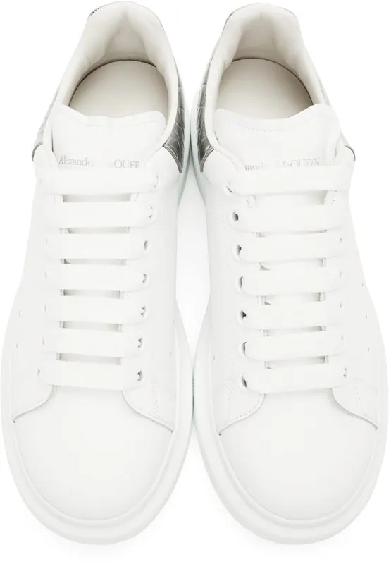 Alexander McQueen White & Silver Croc Oversized 9071 WHITE/ (625162WHYBQ)