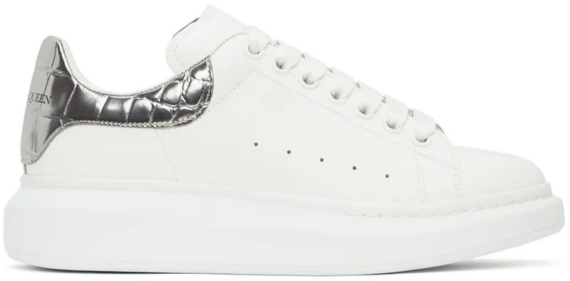 Alexander McQueen White & Silver Croc Oversized 9071 WHITE/ (625162WHYBQ)