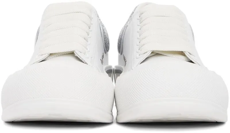 Alexander McQueen White & Silver Deck Lace-Up Plimsoll 9485 WHI/METAL JAC./ (682410WIB67)