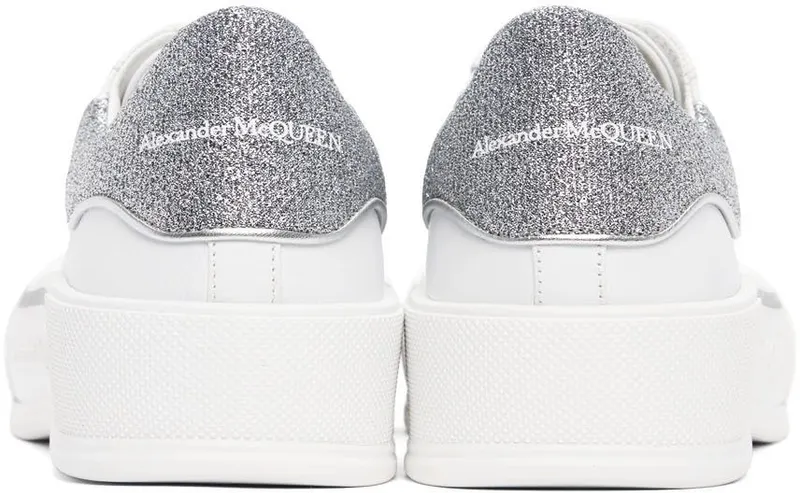 Alexander McQueen White & Silver Deck Lace-Up Plimsoll 9485 WHI/METAL JAC./ (682410WIB67)