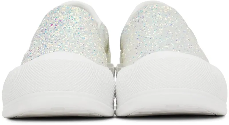 Alexander McQueen White Glitter Slip-On 8316 Ird.Tra/White (685689W4SA2)