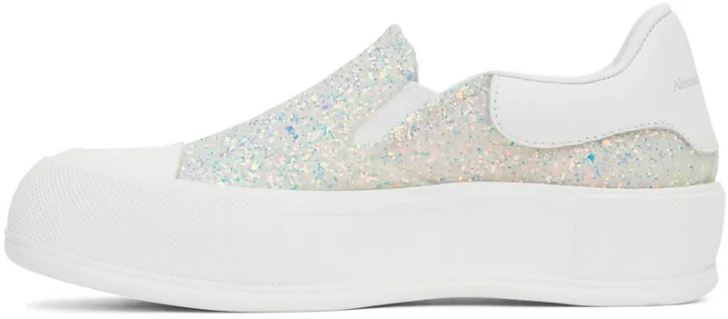 Alexander McQueen White Glitter Slip-On 8316 Ird.Tra/White (685689W4SA2)
