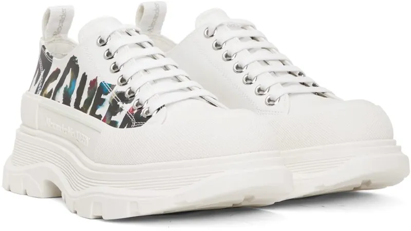 Alexander McQueen White Graffiti Tread Slick 9583 OP.WH/WHI/SIL/M (711108WIATC)