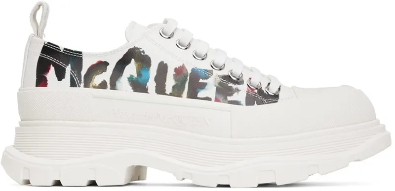 Alexander McQueen White Graffiti Tread Slick 9583 OP.WH/WHI/SIL/M (711108WIATC)