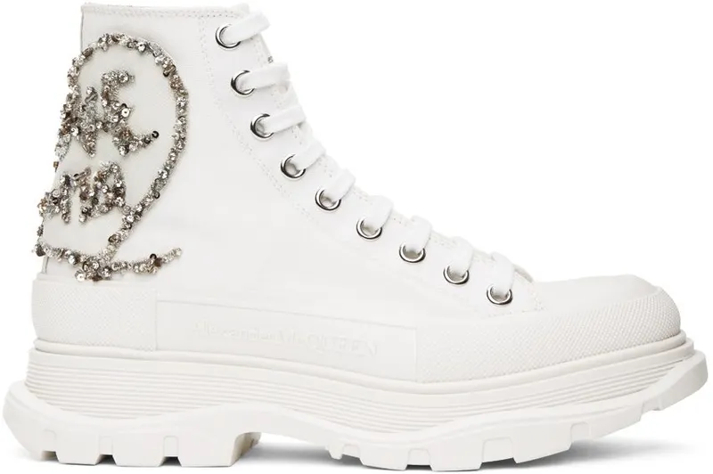 Alexander McQueen White Tread Slick High 9423 WH/OFWH (711112W4TGB)