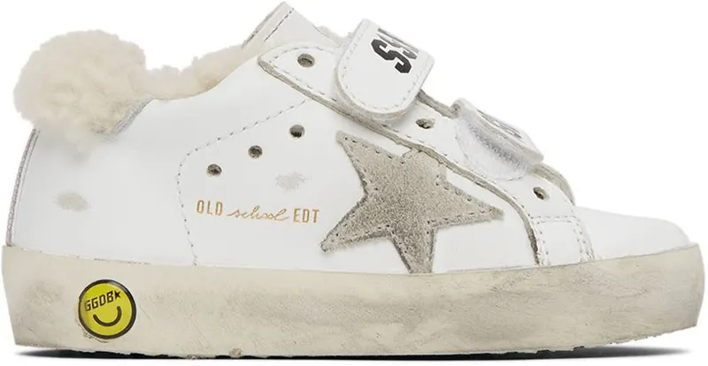 Golden Goose Baby White Shearling Old School Velcro White (GJF00111.F001978.10754)
