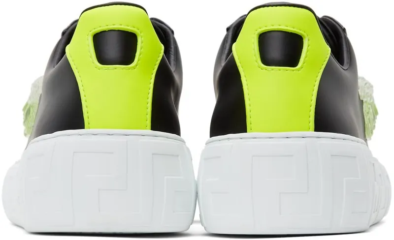 Versace Black & Green Greca Low-Top 2B190 BLKGL (DSU8404 1A00816)