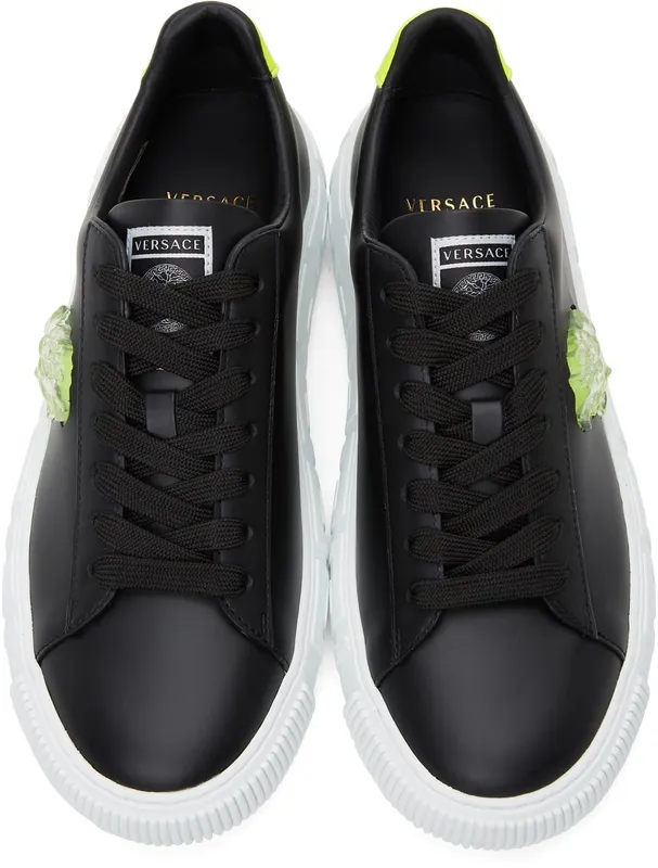 Versace Black & Green Greca Low-Top 2B190 BLKGL (DSU8404 1A00816)