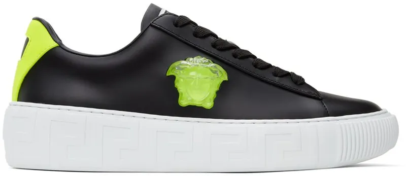 Versace Black & Green Greca Low-Top 2B190 BLKGL (DSU8404 1A00816)