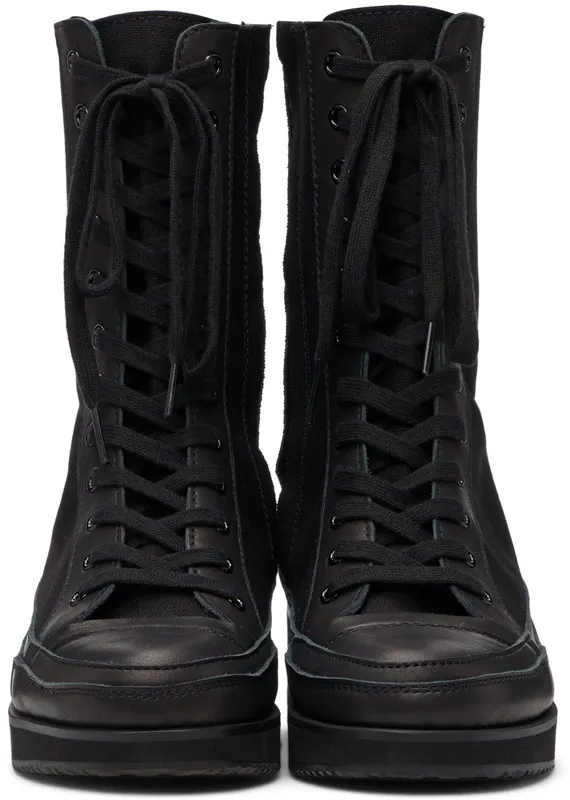 Yohji Yamamoto Black Canvas Heeled High Top 2 Black (FX-E03-062)