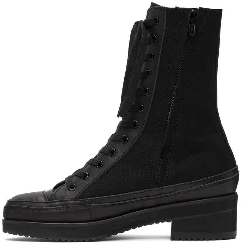 Yohji Yamamoto Black Canvas Heeled High Top 2 Black (FX-E03-062)