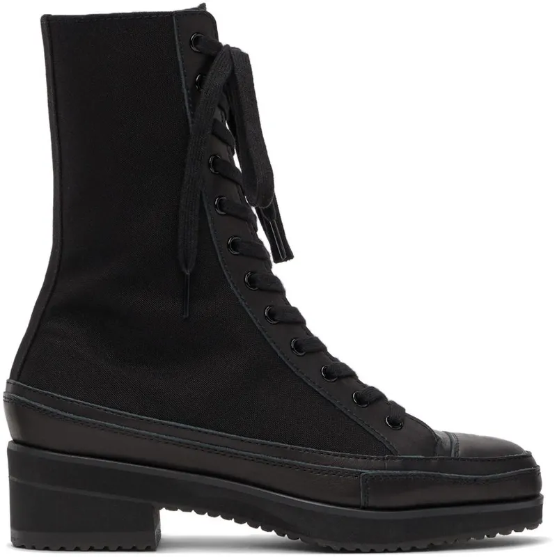 Yohji Yamamoto Black Canvas Heeled High Top 2 Black (FX-E03-062)
