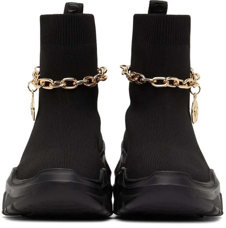 Versace Jeans Couture Black Knit Speedtrack High-Top E899 Black (E72VA3SC1EZS035)