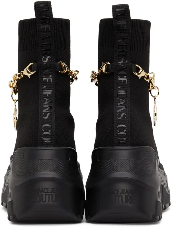 Versace Jeans Couture Black Knit Speedtrack High-Top E899 Black (E72VA3SC1EZS035)