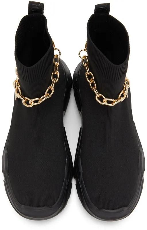 Versace Jeans Couture Black Knit Speedtrack High-Top E899 Black (E72VA3SC1EZS035)