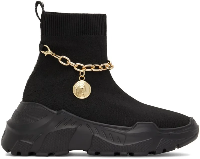 Versace Jeans Couture Black Knit Speedtrack High-Top E899 Black (E72VA3SC1EZS035)