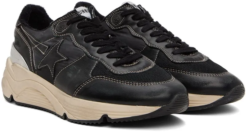 Golden Goose Black Running Sole Low-Top 90179 BLACK/SILVER (GMF00390.F003358.90179)