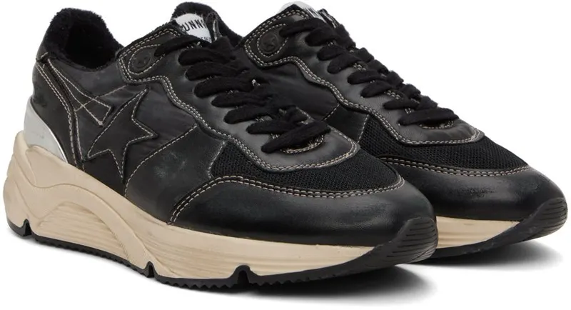 Golden Goose Black Running Sole Low-Top 90179 BLACK/SILVER (GWF00390.F003358.90179)