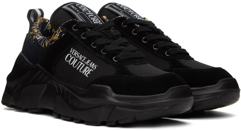 Versace Jeans Couture Black Speedtrack Logo Couture Low-Top EG89 BLACK/GOLD (E73YA3SC1 EZP140)