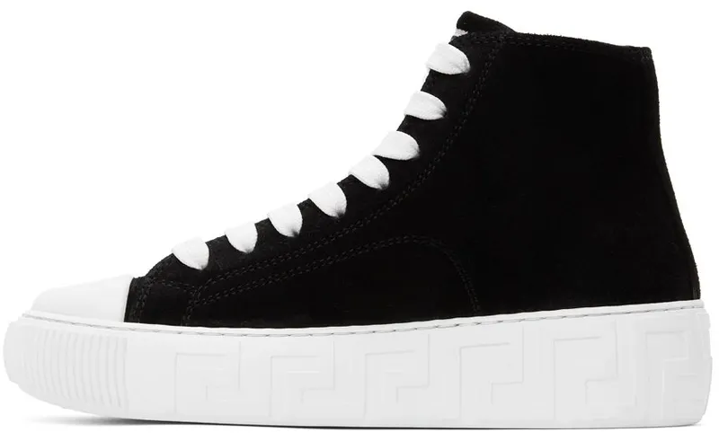 Versace Black Suede Greca High-Top 1B000 Black (DST643D_1A00784_1B000)