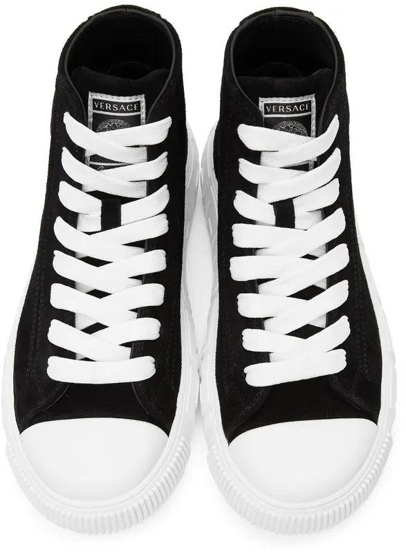 Versace Black Suede Greca High-Top 1B000 Black (DST643D_1A00784_1B000)