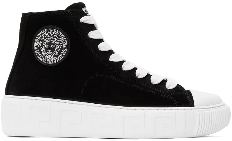 Versace Black Suede Greca High-Top 1B000 Black (DST643D_1A00784_1B000)