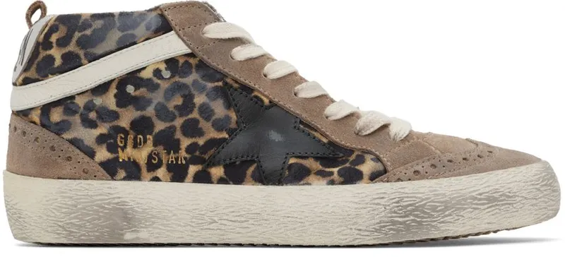 Golden Goose Brown & Black Mid Star Classic 81829 Leo/Black (GWF00122.F003464.81829)