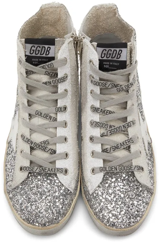 Golden Goose Glitter & Suede Francy Silver (F00113.F002029.70160)