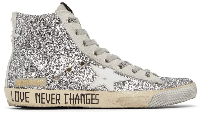 Golden Goose Glitter & Suede Francy Silver (F00113.F002029.70160)