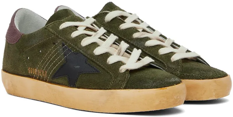 Golden Goose Khaki Super-Star Classic Low-Top 35810 Green/Black (GWF00101.F003178.35810)