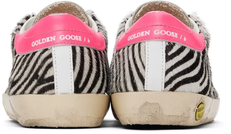 Golden Goose Kids White & Black Pony Hair Zebra Super Star Classic 81615 White Black Ze (GYF00101.F002841.81615)