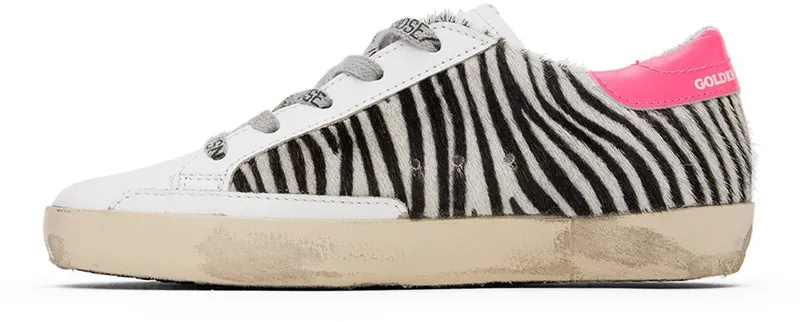 Golden Goose Kids White & Black Pony Hair Zebra Super Star Classic 81615 White Black Ze (GYF00101.F002841.81615)
