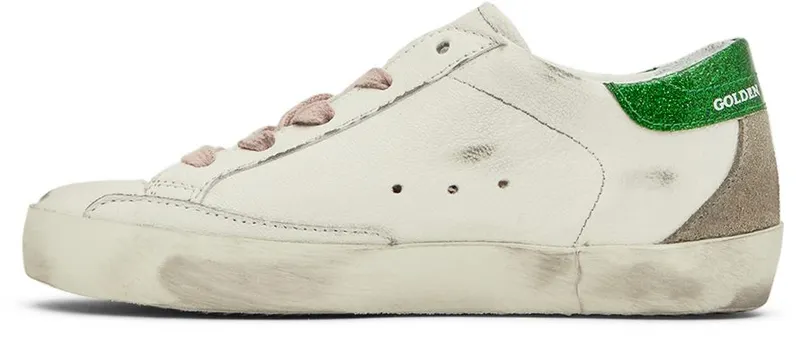 Golden Goose Kids White & Green Super-Star Classic 10979 White/Silver/E (GYF00102.F002838.10979)